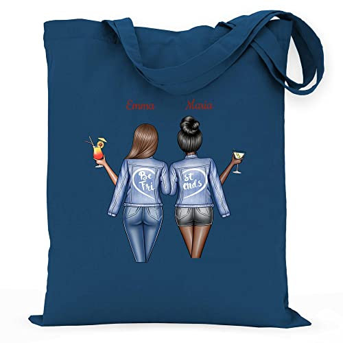 wowshirt Stoffbeutel Jutebeutel Personalisiert Geschenke für Beste Freundin zum Geburtstag BFF Individuell, Farbe:Petrol
