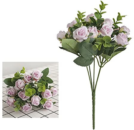 Fiori artificiali 5 forchette 11 teste rosa bouquet di seta fiori finti decorazioni per la casa