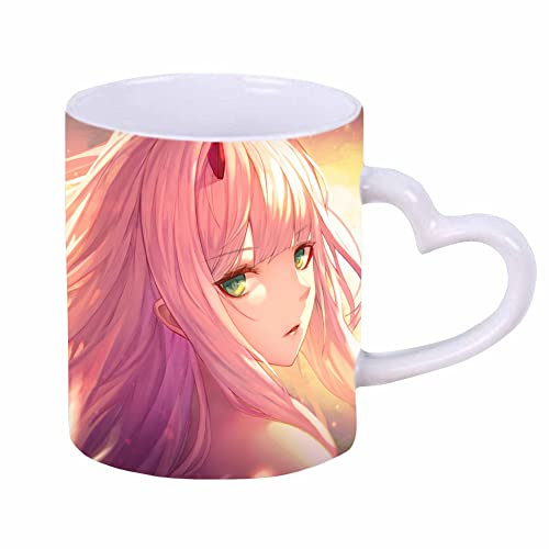 Jiumaocleu Darling in the Franxxx Farbwechsel-Tasse, Anime Magic Mug Mark Cup, Ichigo 02 Muster wärmeempfindliche Farbwechsel-Tasse, Keramikbecher, kreative Geschenke für Weihnachten Geburtstag