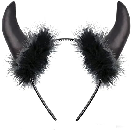 Hatstar Teufelshörner, Haarreif mit Hörnern für Teufels Kostüm, Halloween Haarschmuck für Damen, Herren und Kinder, Kostüm Accessoire für Karneval und Fasching