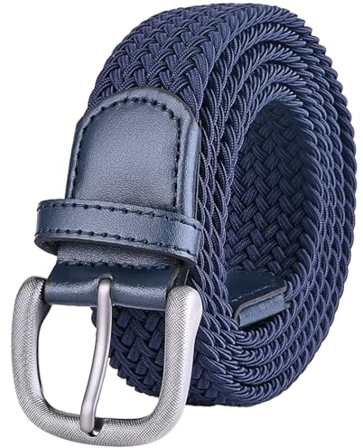Bluecton 120cm- 170cm Gürtel Herren Elastischer Flechtgürtel Geflochtener Stoffgürtel Schwarz Braun Blau
