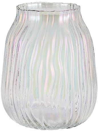 Große farbige Moderne Glasvase, irisiert, kristallklare Glasvase, 21 cm, für dekorative Heimbüro-Mittelaufsätze, Blumen-Dekor (farbig 21 cm)