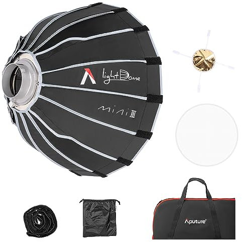 Aputure Light Dome Mini III 2ft/60cm Compact Quick-Folding Circular Bowens Mount Softbox with Flat-Pack Design for Amaran 150c 300c COB 60d/x S, 100d/x S, 200d/x S, LS C300dII, LS 600c Pro