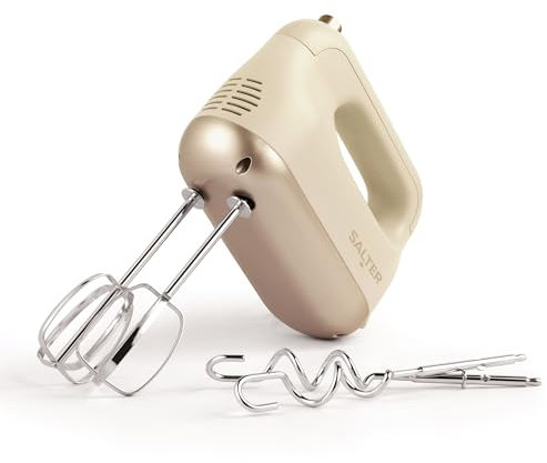 Salter Bakes Hand Mixer – Electric Whisk, 5 Speed Settings, Eject Button, Baking Kitchen Food Mixer, Stainless Steel Attachments - 2 Mixing Beaters, 2 Dough Hooks And Balloon Whisk, 250W