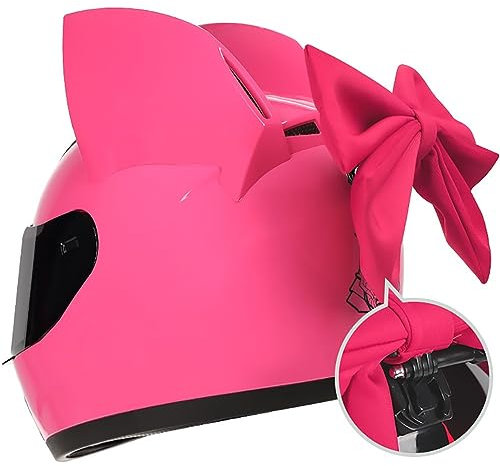 Letetexi Motorradhelm mit ECE Genehmigt Herren, Fullface Helm mit Schirm Anti Fog Doppelvisier Motorrad Klapphelm Geschlossenen Motorradhelm Katzenohren für Damen Vollvisierhelm leise