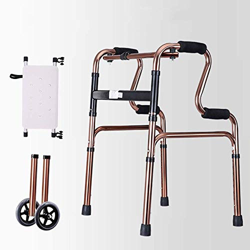 Knapp Multifunktionell hopfällbar gånghjälp med hjul aluminium Lätt och bärbar sitsplatta Dubbel komfort