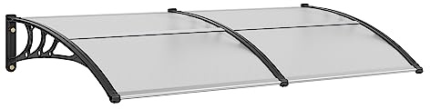 VEVOR Window Door Awning Canopy 203.2 x 101.6 cm, UPF 50+, Polycarbonate, Entrance Door, Outside Window, Awning, Overhang Awning for Sun Protection, UV, Rain, Snow Protection, Hollow Sheet