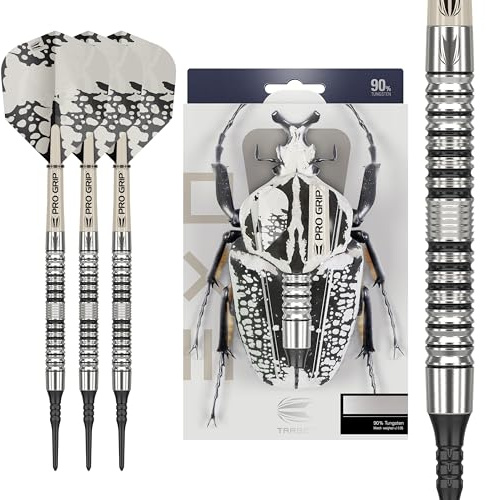 Target Darts EXO Edition 90 % Volfram Soft Tip Darts Set – EXO 10 22 g – Set med mjuka spetsar, pixelspetspilar med Pro greppaxlar och nr.6 flygningar