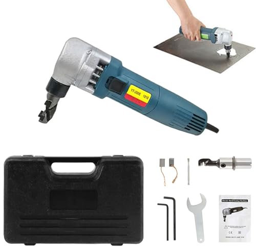 BDJSN Blechschneider, 1700 U/min, industrieller elektrischer Knabber für 1,8 mm/0,07'' Stahlblech, Gebogene/gerade Blechschneidemaschine für Edelstahl, Aluminium, Kunststoff