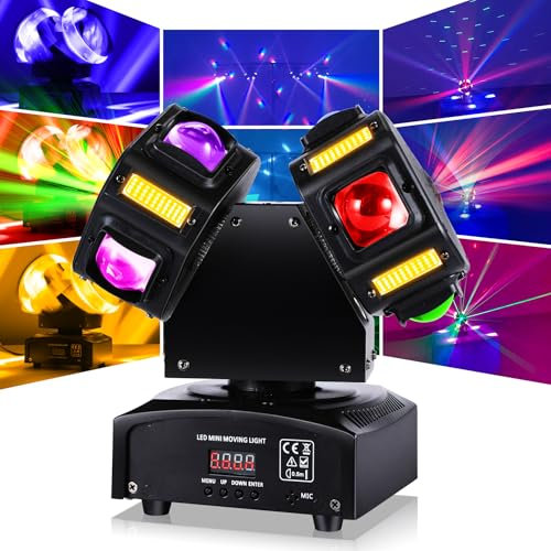BOSYTRO 120W Luces Discoteca, 8x10W Cabeza móvil LED, DMX 512 Luce DJ Con 8x5W luz Estroboscópica de Alta luminosidad, Luces Led Escenario Para DJ Bar club Disco Fiestas Hogar Cumpleaños Bodas