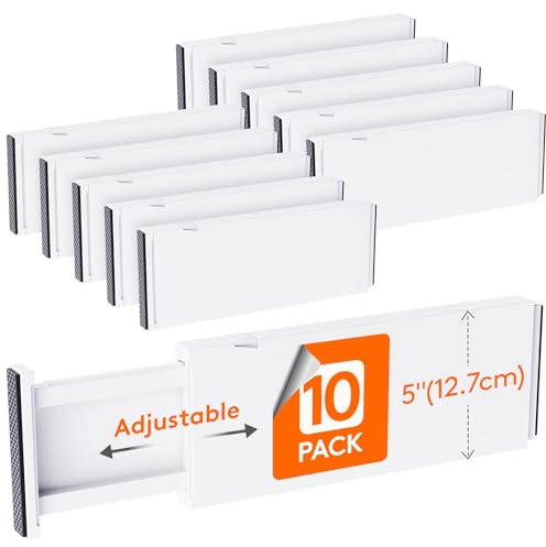 Lifewit 10 set lådavskiljare, justerbara lådavskiljare för innerlängd 32–56 cm & höjd >13 cm organisationssystem för kök/garderob/skrivbord, vit