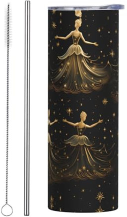 WZYWHJ Tasse en acier inoxydable avec paille pour femme Motif Casse-noisette de danse de Noël 591 ml Convient pour les voitures de sport, les maisons, etc