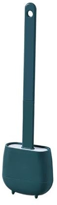 Brosse WC anti-fuite avec base en silicone à tête plate et poils souples - Vert jade foncé