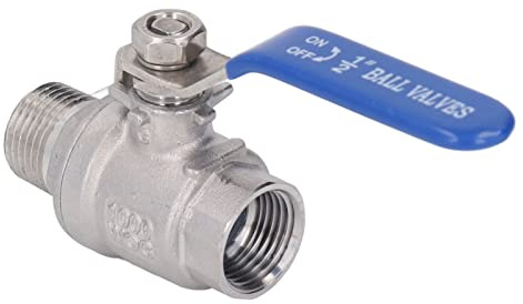 1 oder 2 Zoll NPT Kugelhahn aus hochwertigem Edelstahl 304 mit robustem Griff und blauer Isolierung witterungsbeständiges Absperrventil für Garten Regenwassersammlung Pumpen
