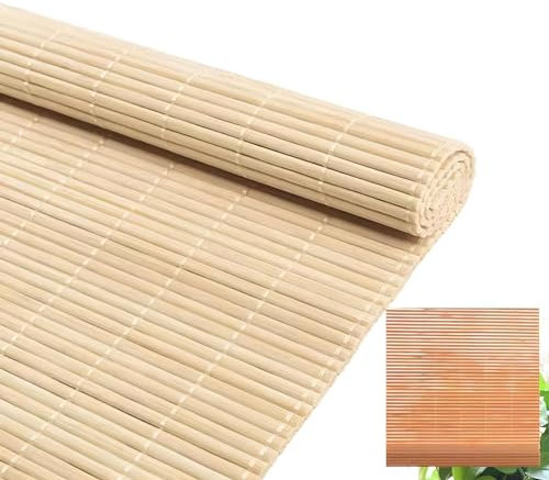 Eiauiuo Retro Bambusrollo Natürlicher Look Schallisolierend Raffrollo Sonnenschutz Sichtschutz Bambus Rollo [40-165cm Breite 40-300cm Länge Anpassbar] Indoor Vorhang(Width 140cm,High 250cm)