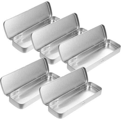 SHINEOFI 5pcs Frosted Iron Pencil Case 21.5x6x2cm Rectangular Metal Pen Box Single-layer Storage Suitable for Students School Stationery