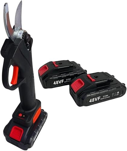 SQUADO Forbice da Potatura Elettrica 48V, Cesoie Professionali con 2 Batterie Li-ion, Taglio 28mm, colore VARI