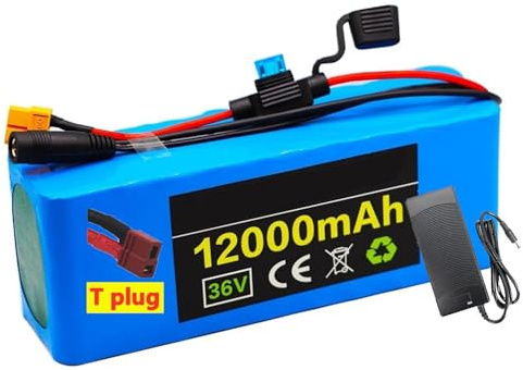 E-Bike Pedelec Akku 36V 12Ah 10S3P Fahrrad Li-Ionen-Akkupack, 36V 12Ah eingebauter BMS PVC-Akku 36V Elektro-Fahrrad Batterie für elektrisches Selbstausgleich Scooter mit Ladegerät