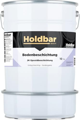 Holdbar 2K EP Bodenbeschichtung Fenstergrau (RAL 7040) 10 Kg - Hochwertige Garagenbodenbeschichtung - Epoxidharz Bodenbeschichtung, Weichmacherbeständig – ideal für Garage & Werkstatt
