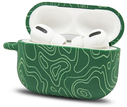 WC CaseZ - Custodia protettiva in silicone per Apple AirPods Pro 1 e 2 | Custodia morbida in silicone con portachiavi, antiurto e antipolvere, design Wicked | Emerald Tide