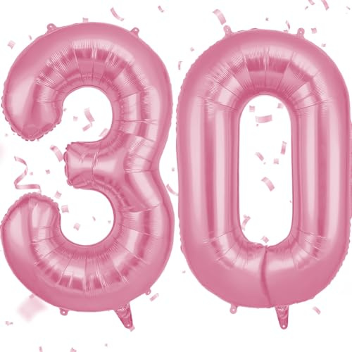 OFFCUP Zahlen Luftballon 30 Geburtstag Rosa, Folienballon Zahl 30, | 40 Zoll Helium Ballons Riesen 101cm Geburtstag Mädchen Junge PartyDeko Ballon Zahl Deko zum Jubiläum Neujahr Hochzeit
