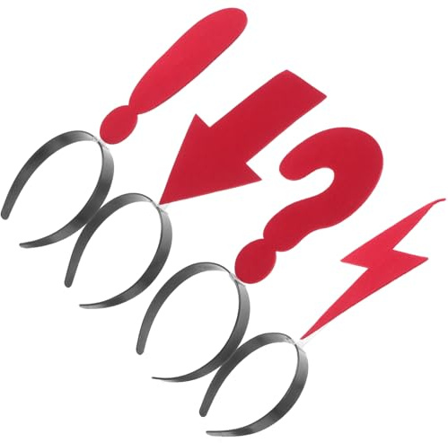 Beaupretty 4st Roliga Symbol Huvudband: Röd Pil, Frågetecken, Märke, Hårband, Nyttiga Fotoprop Huvudbonader för Fester, Firanden, Bröllop, Födelsedagar