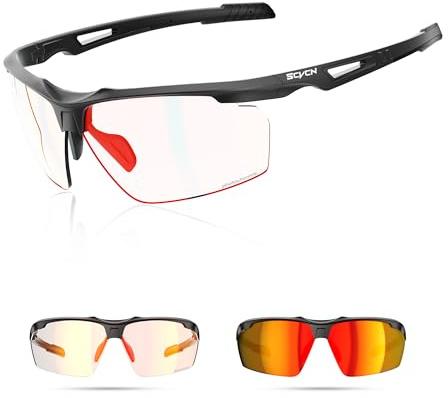 SCVCN Photochromatische Selbsttönend Fahrradbrille Herren Damen Sportsonnenbrille Klar Radsport Radfahren MTB Radbrille Laufen Volleyball Tennis Autofahren Angeln Softball Bergsteigen Golf Wandern