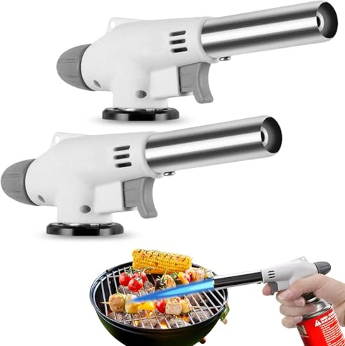 lrgnixs Blow Torch for Cooking,2 Pieces Kitchen Blow Torch for BBQ,Professional Butane Torch,Adjustable Gas Blowtorch,Flame Gun for Kitchen Outdoor BBQ Dessert Welding Craft Projects(Gas not Included)