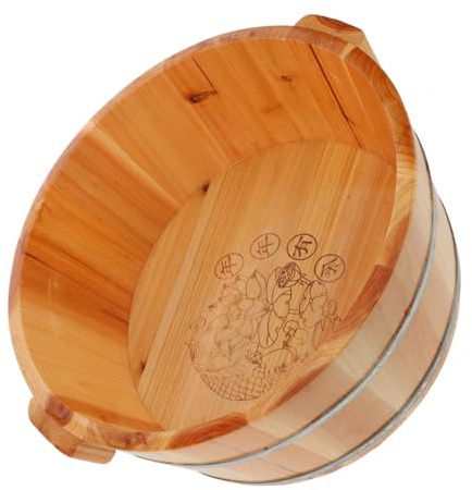 Cubo de Spa para Masaje de Pies de Madera Marrón para Uso Doméstico | Diseño Profundo de Cobertura Total, Portátil y Ligero, Apto para Viaje y Fácil de Transportar