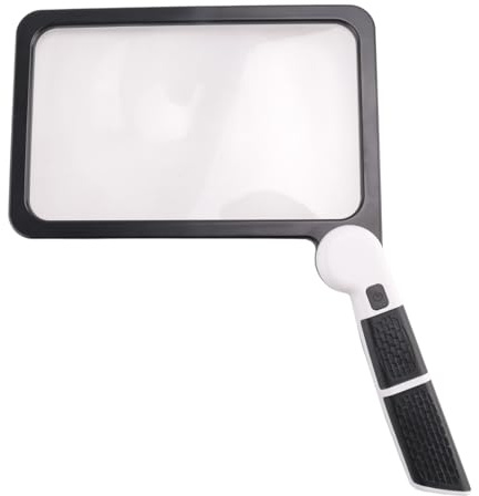 Qusedwey Loupe Rectangulaire Éclairée Pliante 5X Pleine Page pour la Lecture, avec 48 Lumières LED