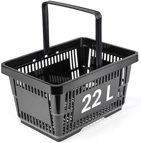 KONZEPT Einkaufskorb 22 L in Schwarz – vielseitiger Einkaufskorb mit Henkel für Einkäufe, Garten, Haushalt, Garage & Auto (ca. 43 x 30 x 23 cm)