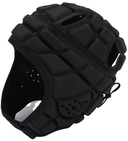 Oreilet Fotbollshjälm, EVA Sponge Justerbar Andningsbar Soft Shell-hjälm för Vuxna Barn Småbarn Ungdom, Rugby Vadderad Huvudbonad för Fotboll Sport Scrum Cap Lacrosse (Svart)