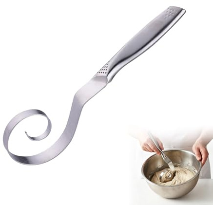 GVSS Fouet Danois pour Pain 25cm en Acier Inoxydable pour Patisseries | Mélange précis des pâtes,Poignée ergonomique antidérapante,Facile à nettoyer,Multifonction pour pain et pâtisseries