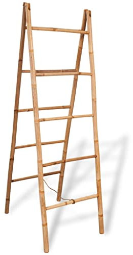 vidaXL Escalera Modelo Toallero Doble con 5 Peldaños Colgador Perchero Baño Ducha Bañera Decorativa Sostenedor Estante Dormitorio Bambú