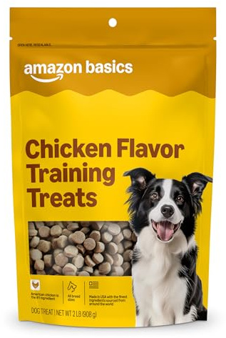 Amazon Basics Chicken Flavor Training Treats for Dogs, 2 lb. Bag (32 oz) (Previously Wag)