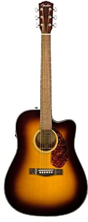 Fender CD-140SCE Dreadnought Elektroakustikgitarre, 3-Tone Sunburst, inklusive Hartschalenkoffer, Inklusive kostenloser virtueller Kurse auf Fender Play