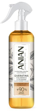 ANIAN - Queratina Líquida para el Cabello Queratina, Jojoba y Karité, 200 ml, con Ácido Hialurónico y Colágeno, para Pelo Dañado y Encrespado, Restauración y Brillo, Sella Puntas, Repara Fibra Capilar