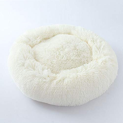 Segle Hundebett,Katzenbett,rutschfeste Unterseite,Runde Form,Weiches Donut-Haustierbett, luxuriöses Fell-Donut-Design,Verschiedene Größen,Flauschig, Weich,Hundekissen,Hundesofa-weiß-70 * 70 * 20cm