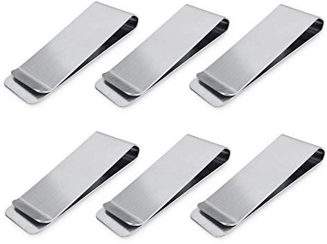 Cozihom Geldklammern aus Edelstahl, Geld- und Kartenhalter, minimalistische Geldbörsenklammern, superschlank und langlebig, 6 Stück