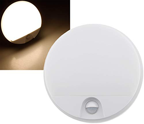 ChiliTec Lampe d'extérieur LED avec détecteur de mouvement - Portée : 15 W - 1520 lm - Portée du capteur : 9 m - 140 ° - IP54 - Lampe murale pour la maison et le jardin - Rond - Diamètre : 21 x 5 cm -