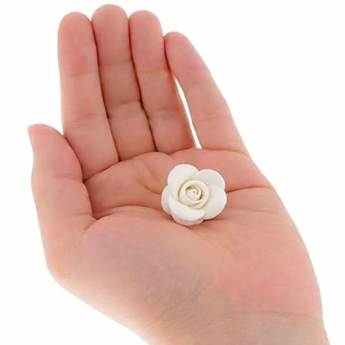 Global Sugar Art Edible Rose Sugar Cake Flowers, White Unwired, Very Small, 18 Count by Chef Alan Tetreault