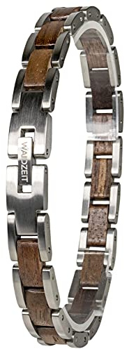 Waidzeit EL_W03 Damen Armband Walnuss Holz Silber braun 20,5 cm
