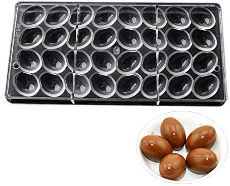 Polycarbonate Chocolate Mold DIY Candy Mould Clear Hard Plastic Bakeware Pastry Tools Small Easter Egg Smooth Surface (19272)