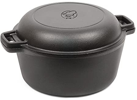 COMMERCIAL CHEF 5-Quart Cast Iron Dutch Oven with Skillet Lid