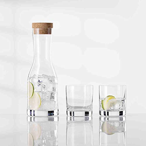 Bohemia Cristal 716-6022 Wasser-Set Karaffe 850ml, 2xBecher,1xStopfen, klar, 4-teilig (1 Set)