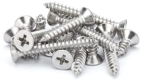 ANSIEDIO Vis a Bois, Vis à Tête Fraisée Phillips Universel, Acier Inoxydable Vis Autotaraudeuses Phillips à Tête Plate Vis Universelle Vis Bois, M4×8mm,50 pcs