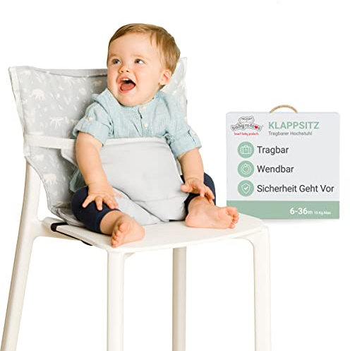 BabyToLove Pocket Seat | Portable High Chair | Lightweight On The Go and Easy to Carry | Travel Must Have | Green Tropic