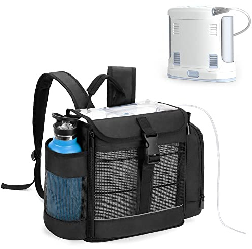 CURMIO Mochila para Concentradores de Oxígeno Portatil, Solo Bolsa, Negro | Bolsa de Viaje para Transporte POC, Malla Transpirable, Compatible con Inogen One/ Oxygo/ Caire Units/ SimplyGo Mini