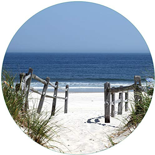 Wallario Glasbild rund Blick auf Strand - Rund, 50 cm Durchmesser Wandbild Glas in Premium-Qualität: Brillante Farben, freischwebende Optik