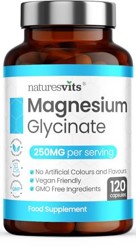 Magnesium Glycinate Capsules, 250 mg - Bisglycinate Natural Night Time Supplement to Promote Sleep and Calm, Reduce Restless Legs and Relieve Muscle Cramps - Suitable for Women and Men